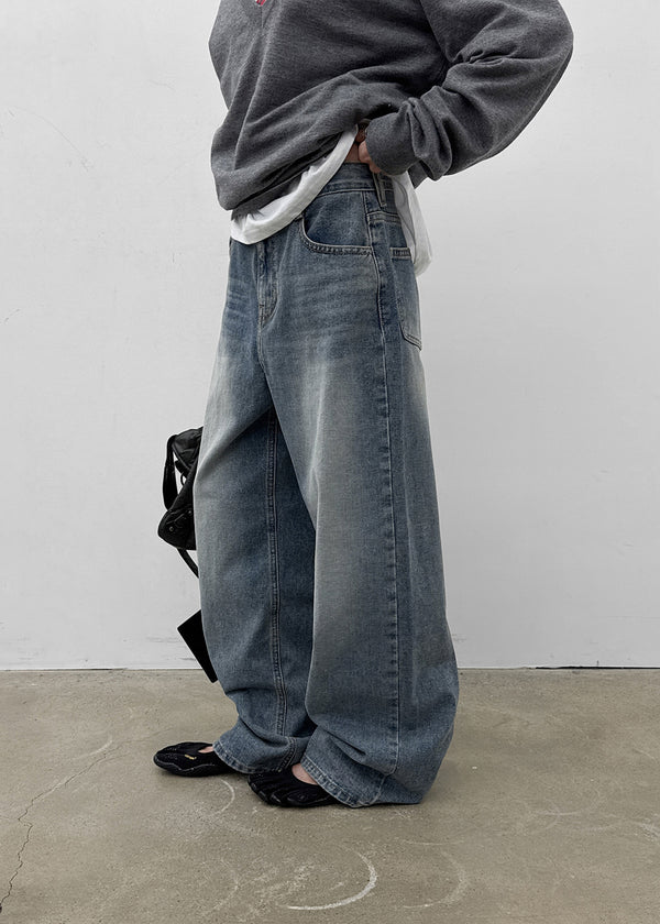Venue Lettering Wide Denim Pants