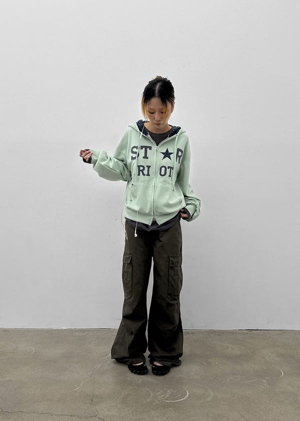 Cre Print Two-Way Zip-Up Hoodie