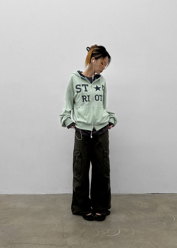 Cre Print Two-Way Zip-Up Hoodie