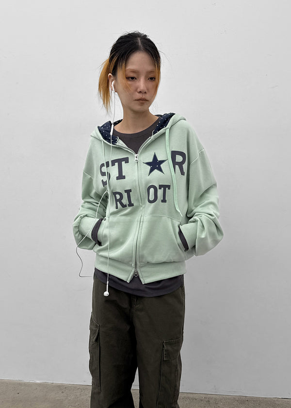 Cre Print Two-Way Zip-Up Hoodie