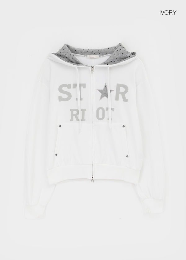 Cre Print Two-Way Zip-Up Hoodie
