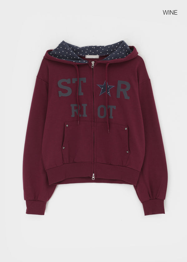 Cre Print Two-Way Zip-Up Hoodie