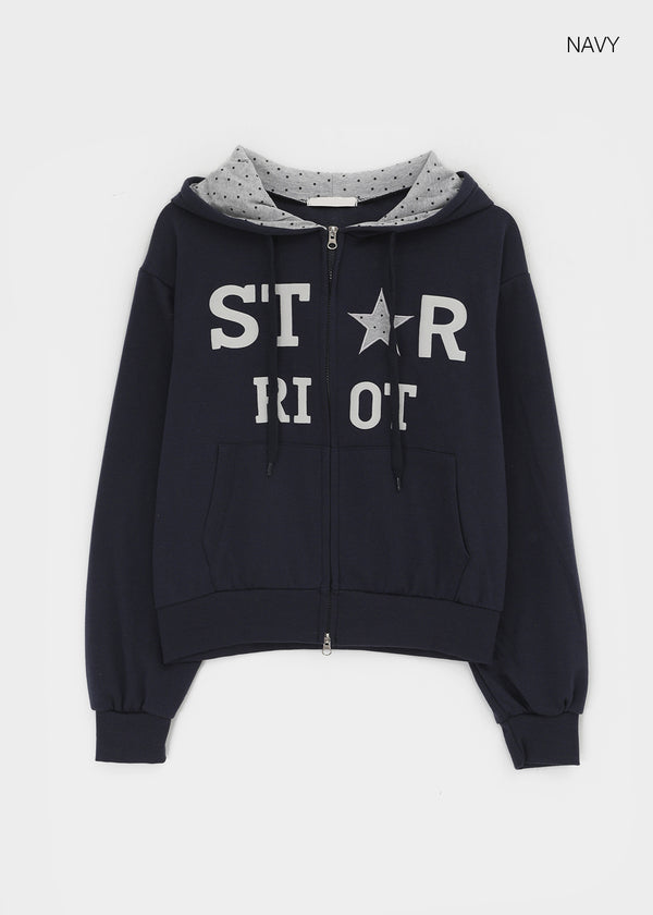 Cre Print Two-Way Zip-Up Hoodie