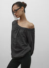 [MADE] Mumu Boat Neck Shirred Long Sleeve Tee