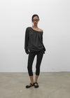 [MADE] Mumu Boat Neck Shirred Long Sleeve Tee
