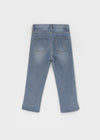 Link cut slit denim capri pants
