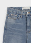 Link cut slit denim capri pants
