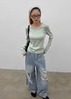 Kran Damage Balloon Wide Denim Pants
