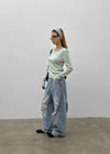 Kran Damage Balloon Wide Denim Pants