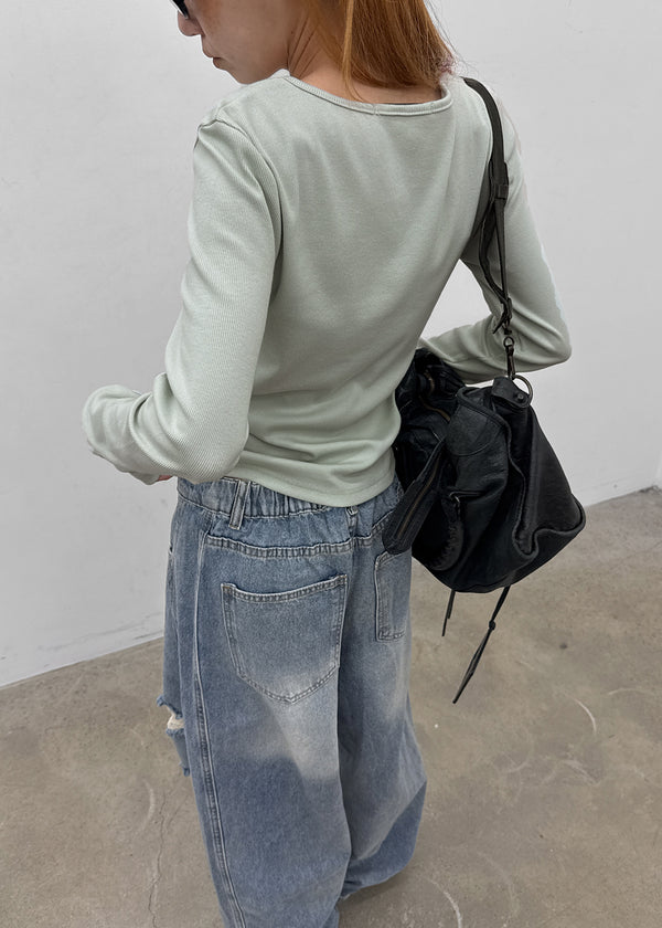 Kran Damage Balloon Wide Denim Pants