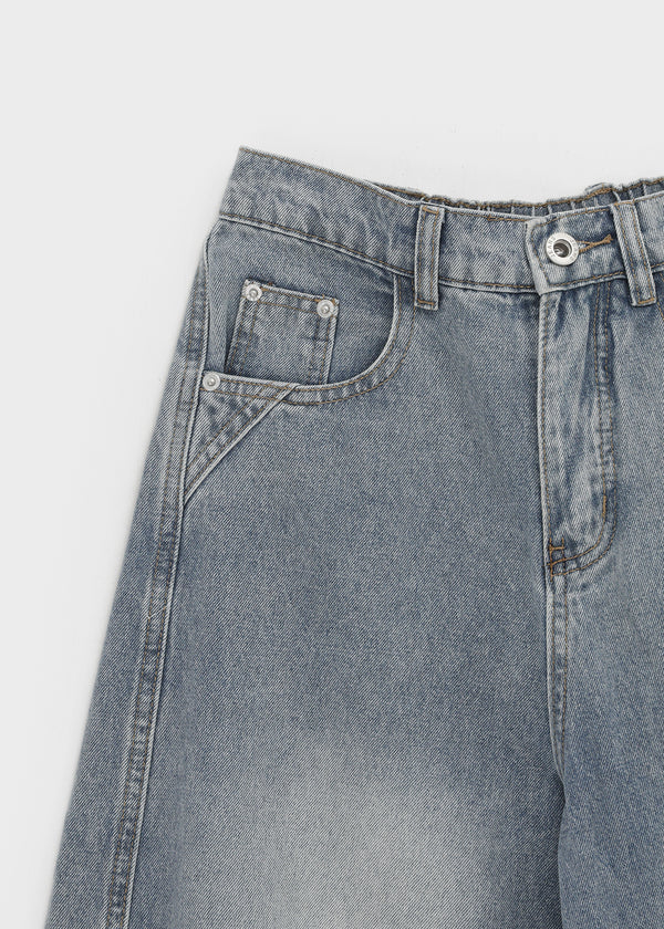 Kran Damage Balloon Wide Denim Pants