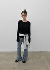Arch low-waist bootcut denim pants