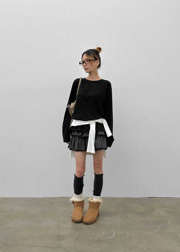 Dublin color-block wool knit long socks