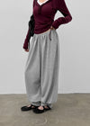 Floen Button Aladdin Elastic Waist Pants