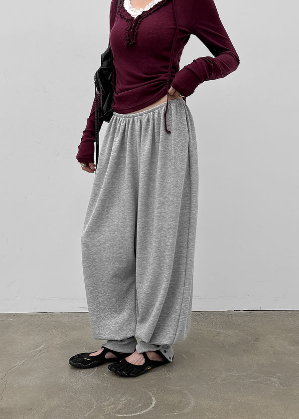 Floen Button Aladdin Elastic Waist Pants