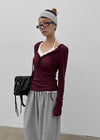 Abe Frill V-Neck Long Sleeve Tee (30% Wool)