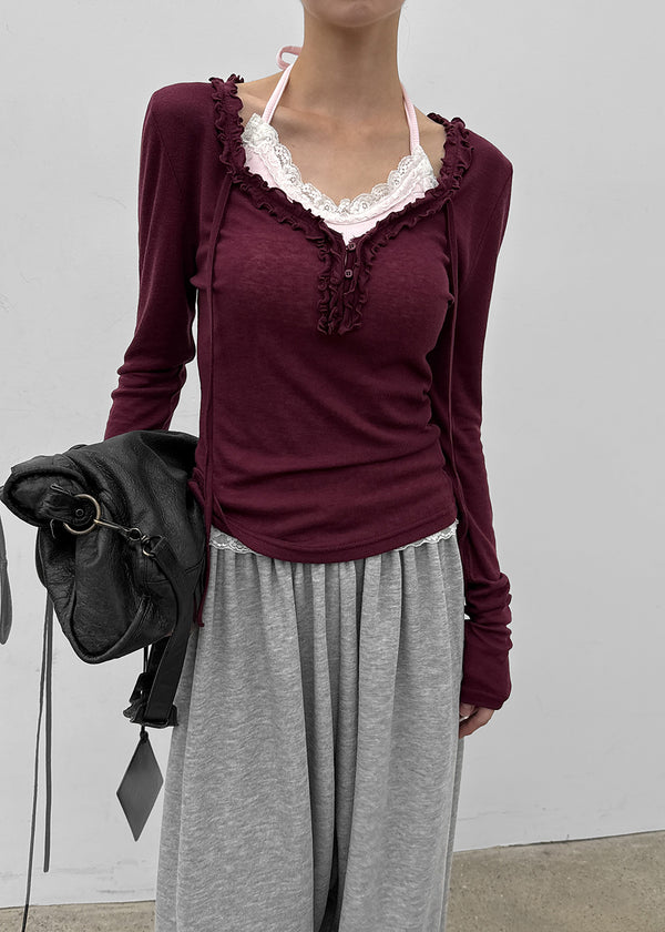 Abe Frill V-Neck Long Sleeve Tee (30% Wool)