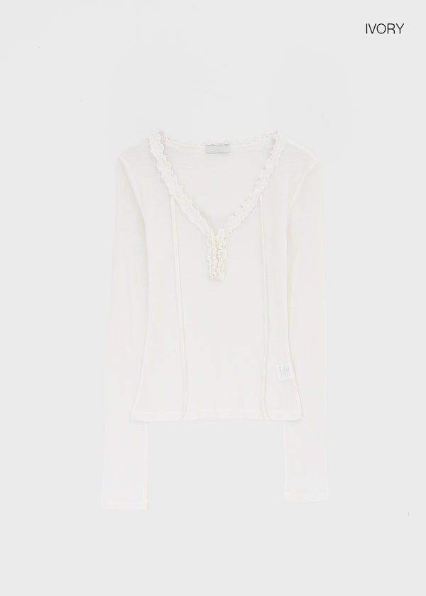 Abe Frill V-Neck Long Sleeve Tee (30% Wool)