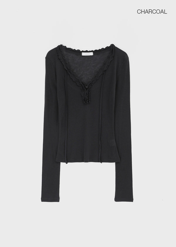 Abe Frill V-Neck Long Sleeve Tee (30% Wool)