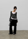 Ronpo SET - Deep V-neck Long Sleeve Tee, Sleeveless