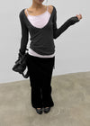 Ronpo SET - Deep V-neck Long Sleeve Tee, Sleeveless