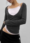 Ronpo SET - Deep V-neck Long Sleeve Tee, Sleeveless