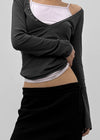 Ronpo SET - Deep V-neck Long Sleeve Tee, Sleeveless