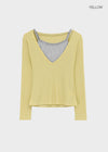 Ronpo SET - Deep V-neck Long Sleeve Tee, Sleeveless