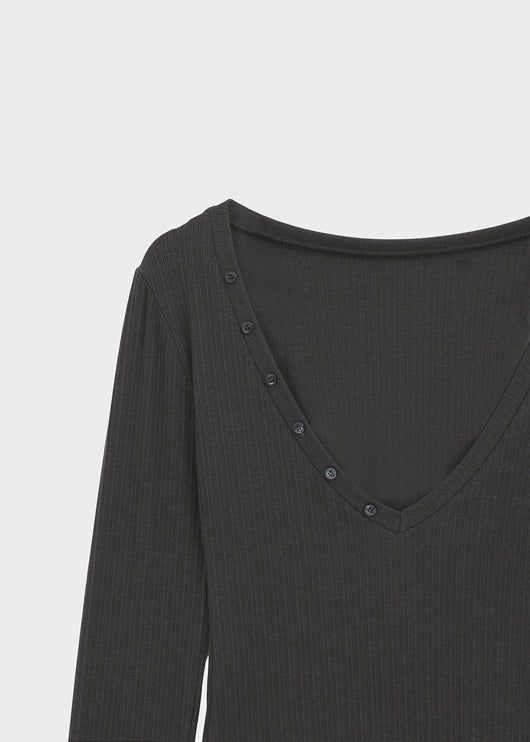 Ronpo SET - Deep V-neck Long Sleeve Tee, Sleeveless
