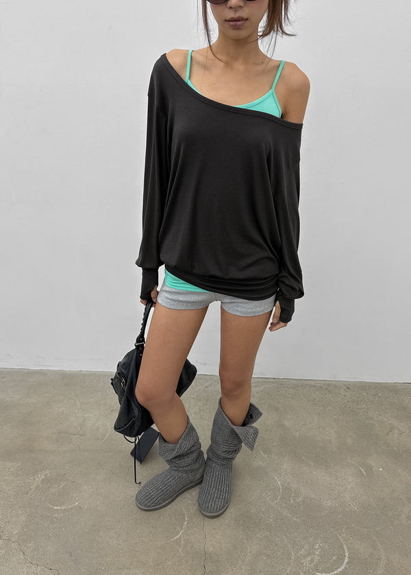 [MADE] Rubein One-Shoulder Warmer Long Sleeve Tee