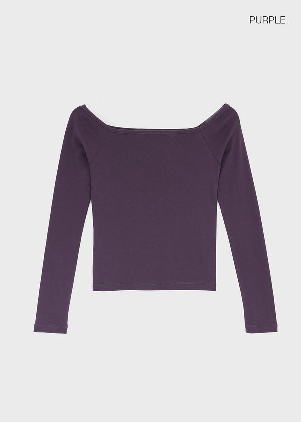 [B-BASIC] Standard Off Shoulder Long Sleeve Tee