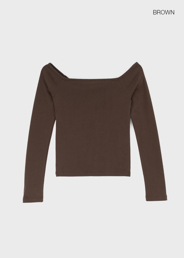 [B-BASIC] Standard Off Shoulder Long Sleeve Tee