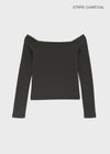 [B-BASIC] Standard Off Shoulder Long Sleeve Tee