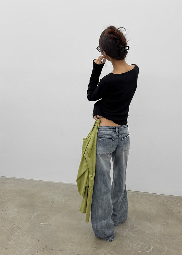 [MADE] Burnt Low-Waisted Wide Denim Pants
