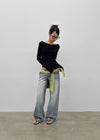 [MADE] Burnt Low-Waisted Wide Denim Pants