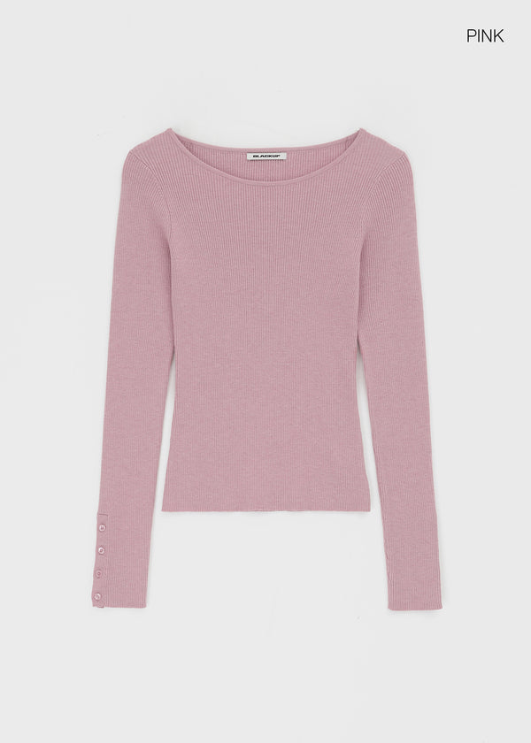 [MADE] Soflen Wool Button Boat Neck Knit