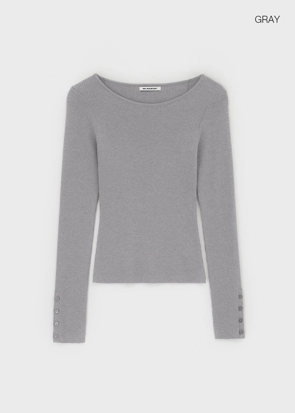 [MADE] Soflen Wool Button Boat Neck Knit