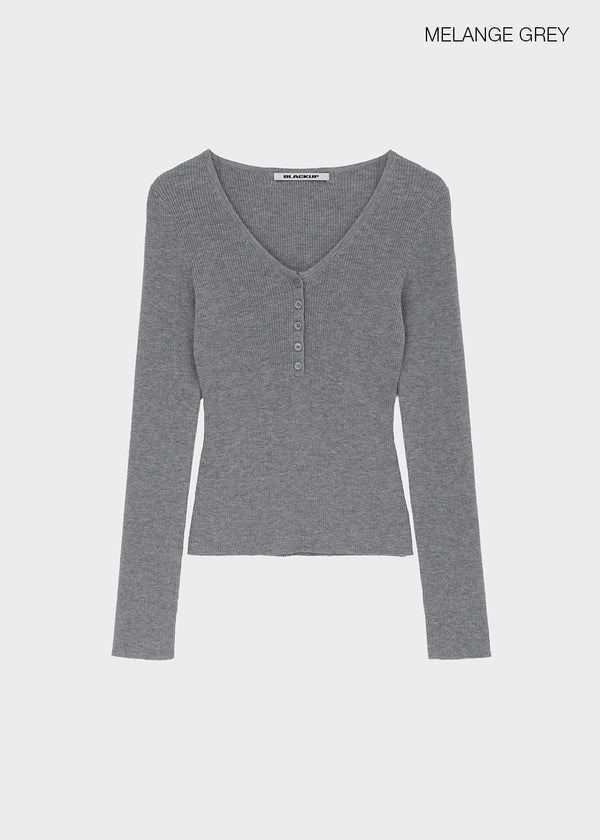 [MADE] Soflens Wool Deep V-Neck Henley Knit