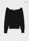 [MADE] Velvety Button Off-Shoulder Knit