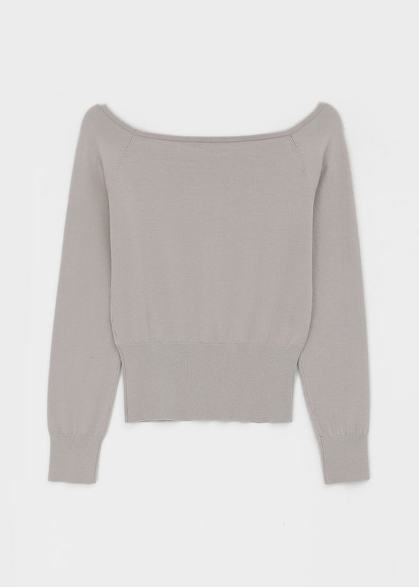 [MADE] Velvety Button Off-Shoulder Knit