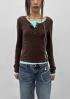 [MADE] Yusia Layered Snap Long Sleeve T-shirt