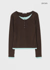 [MADE] Yusia Layered Snap Long Sleeve T-shirt