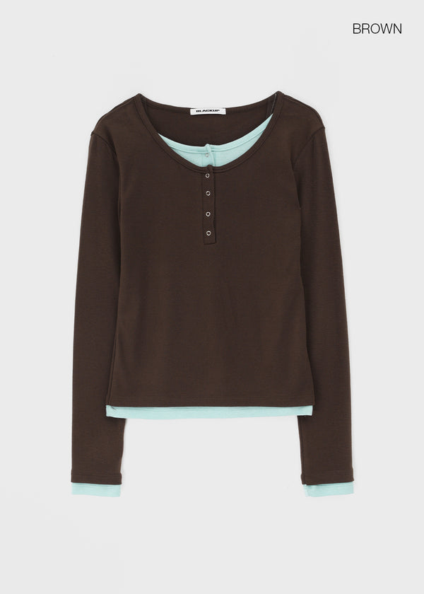 [MADE] Yusia Layered Snap Long Sleeve T-shirt