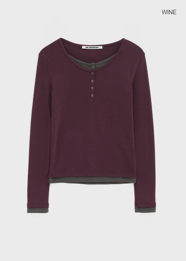 [MADE] Yusia Layered Snap Long Sleeve T-shirt