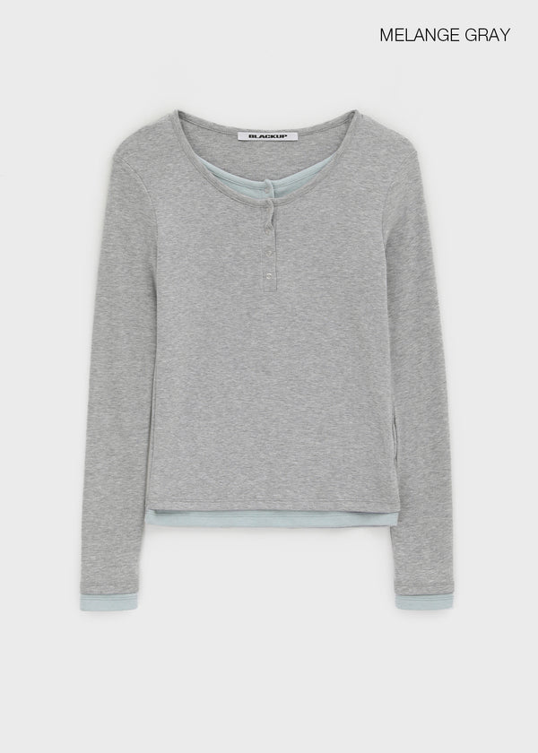 [MADE] Yusia Layered Snap Long Sleeve T-shirt