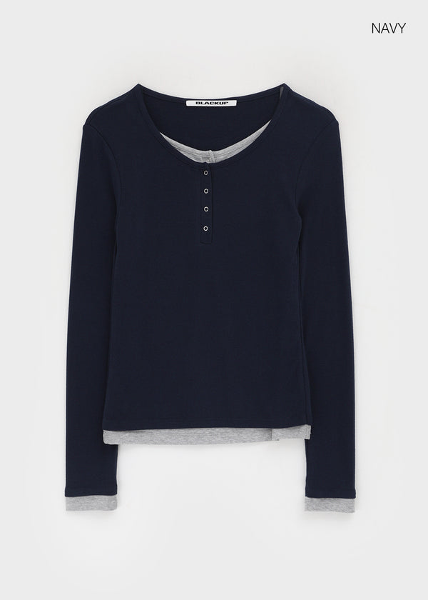 [MADE] Yusia Layered Snap Long Sleeve T-shirt