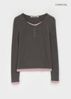 [MADE] Yusia Layered Snap Long Sleeve T-shirt
