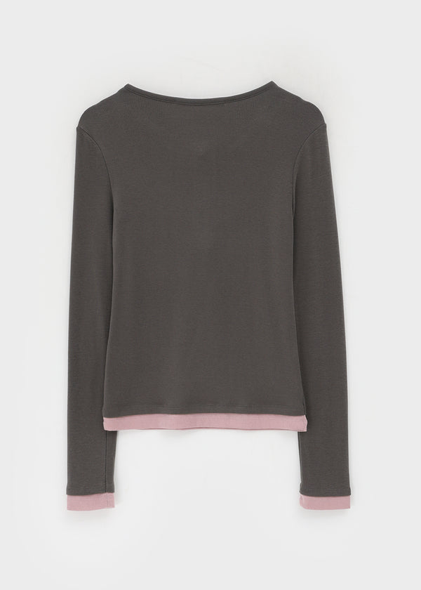 [MADE] Yusia Layered Snap Long Sleeve T-shirt