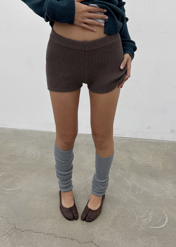 Unfold Wool Knit Elastic Waist Shorts