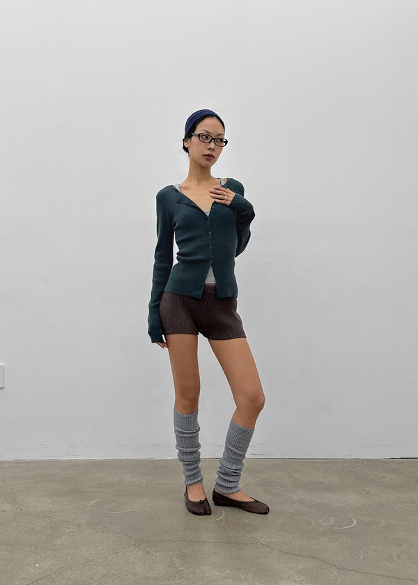 Unfold Wool Knit Elastic Waist Shorts